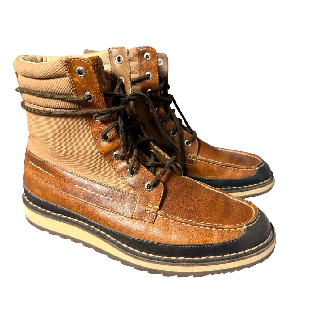 Men Sperry Top-Sider Leather and Canvas Duck Boots Size 10